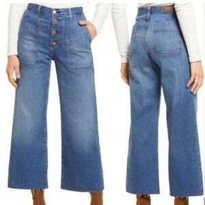 AG Adriano Goldschmied High Wasted Wide Leg Frayed Jeans